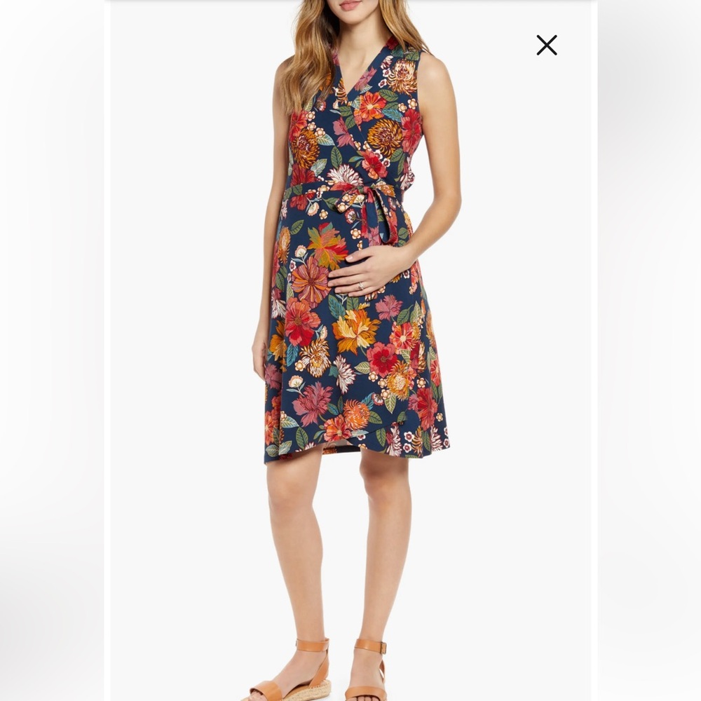 EUC Angel Maternity Print Maternity Wrap Dress